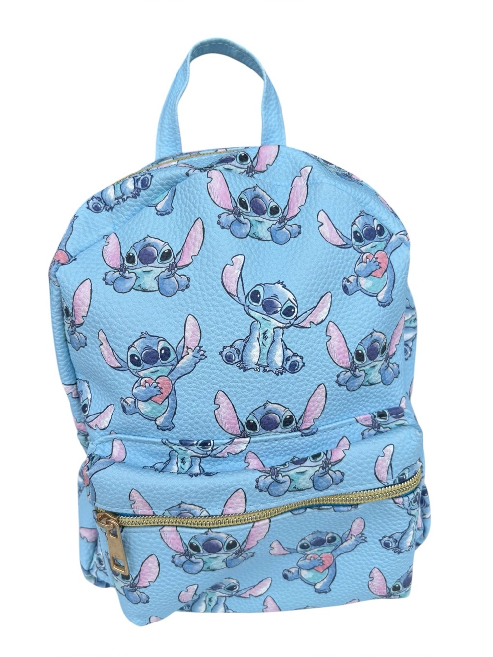 Disney Stitch Mini Backpack Hearts Blue Faux Leather Lilo & Stitch Travel Bag